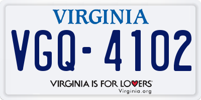 VA license plate VGQ4102