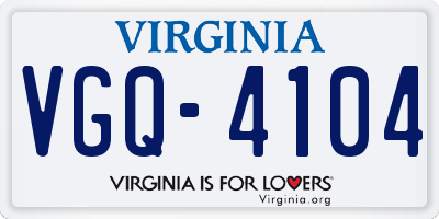 VA license plate VGQ4104