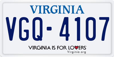 VA license plate VGQ4107