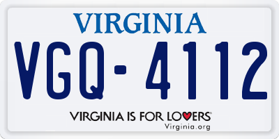 VA license plate VGQ4112