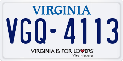VA license plate VGQ4113