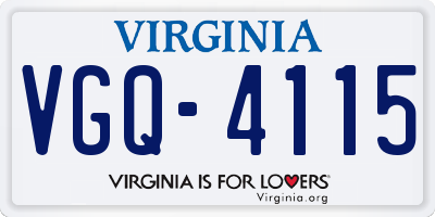 VA license plate VGQ4115