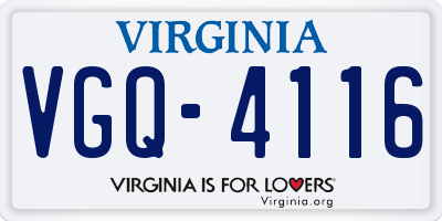 VA license plate VGQ4116