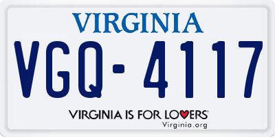 VA license plate VGQ4117