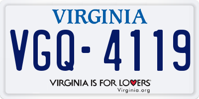 VA license plate VGQ4119