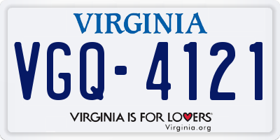 VA license plate VGQ4121