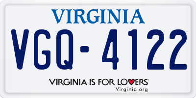 VA license plate VGQ4122