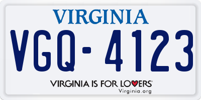 VA license plate VGQ4123