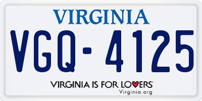 VA license plate VGQ4125