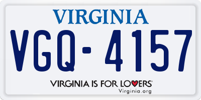 VA license plate VGQ4157