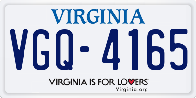 VA license plate VGQ4165