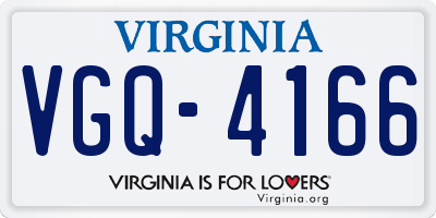 VA license plate VGQ4166