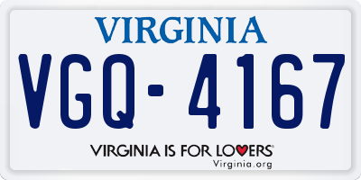 VA license plate VGQ4167