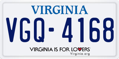 VA license plate VGQ4168