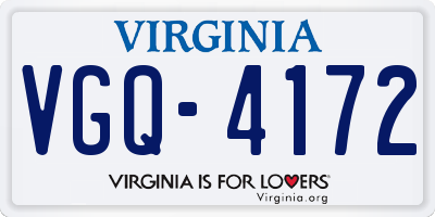 VA license plate VGQ4172