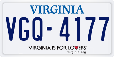 VA license plate VGQ4177