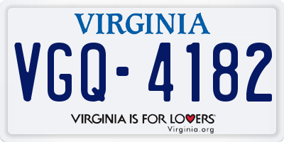VA license plate VGQ4182