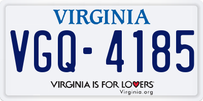 VA license plate VGQ4185