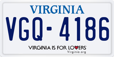 VA license plate VGQ4186