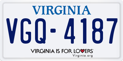 VA license plate VGQ4187