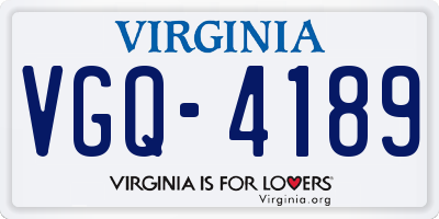 VA license plate VGQ4189