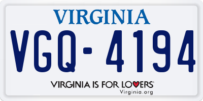 VA license plate VGQ4194