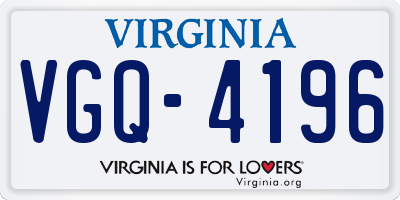 VA license plate VGQ4196