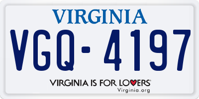 VA license plate VGQ4197