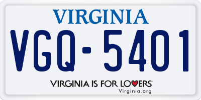VA license plate VGQ5401