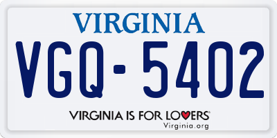 VA license plate VGQ5402