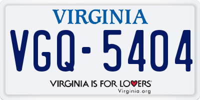 VA license plate VGQ5404