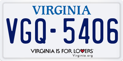VA license plate VGQ5406