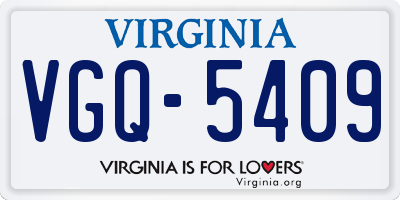 VA license plate VGQ5409
