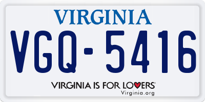 VA license plate VGQ5416