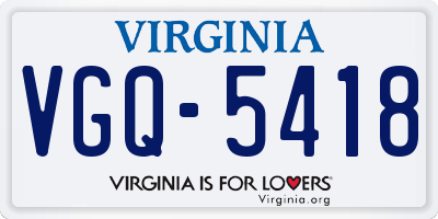 VA license plate VGQ5418