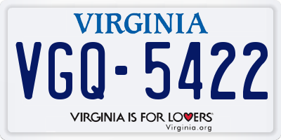 VA license plate VGQ5422