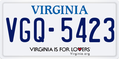 VA license plate VGQ5423