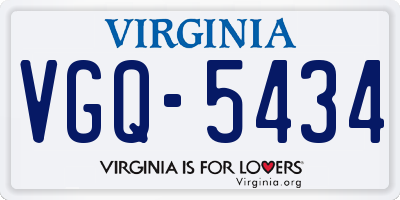 VA license plate VGQ5434