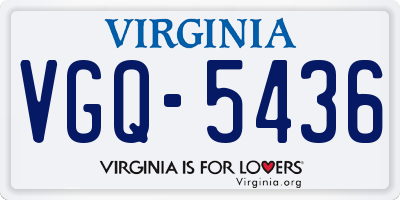 VA license plate VGQ5436
