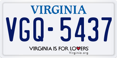 VA license plate VGQ5437