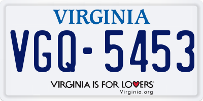 VA license plate VGQ5453