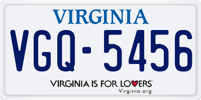 VA license plate VGQ5456