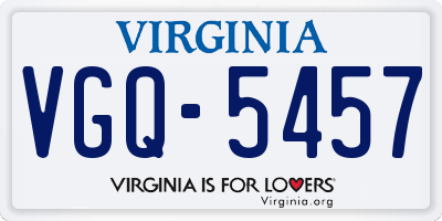 VA license plate VGQ5457