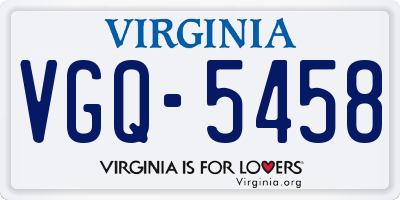 VA license plate VGQ5458