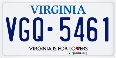 VA license plate VGQ5461