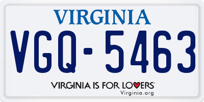 VA license plate VGQ5463