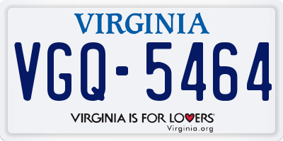 VA license plate VGQ5464