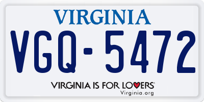 VA license plate VGQ5472