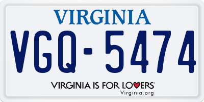 VA license plate VGQ5474