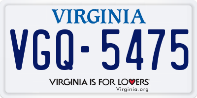 VA license plate VGQ5475